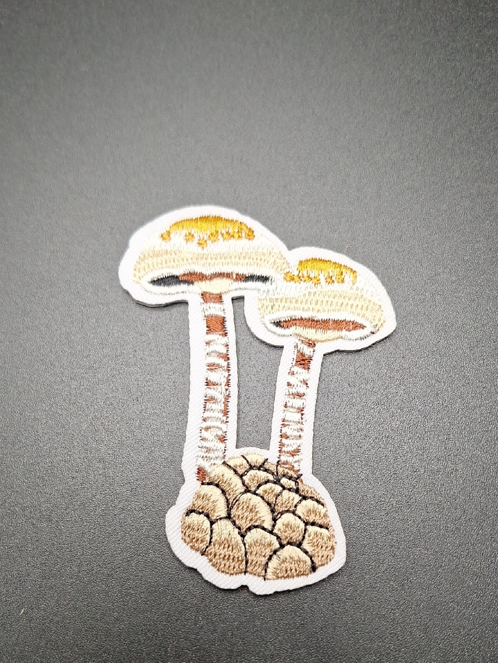 Embroidered Mushroom Iron-On Patch in Cream & Tan